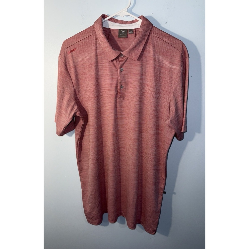 PING Men's Golf Polo Shirt Sensor Cool Coral Short Sleeve Button Golfer Size L